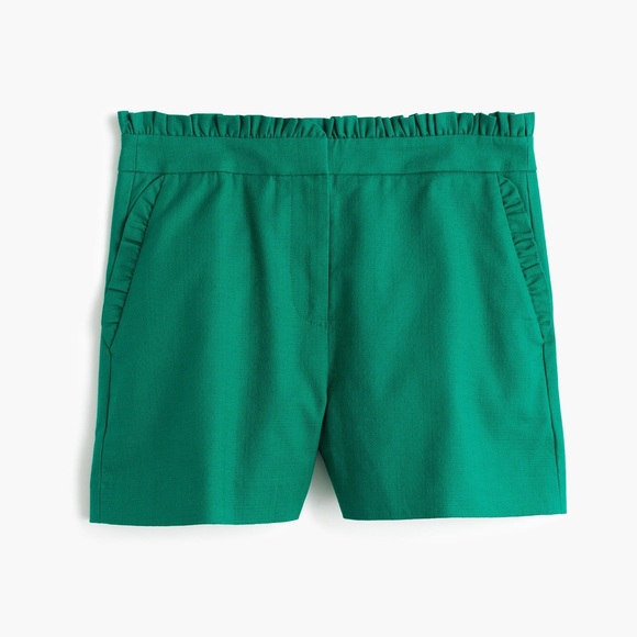 J. Crew Pants - J. Crew Green Ruffled Short NWT